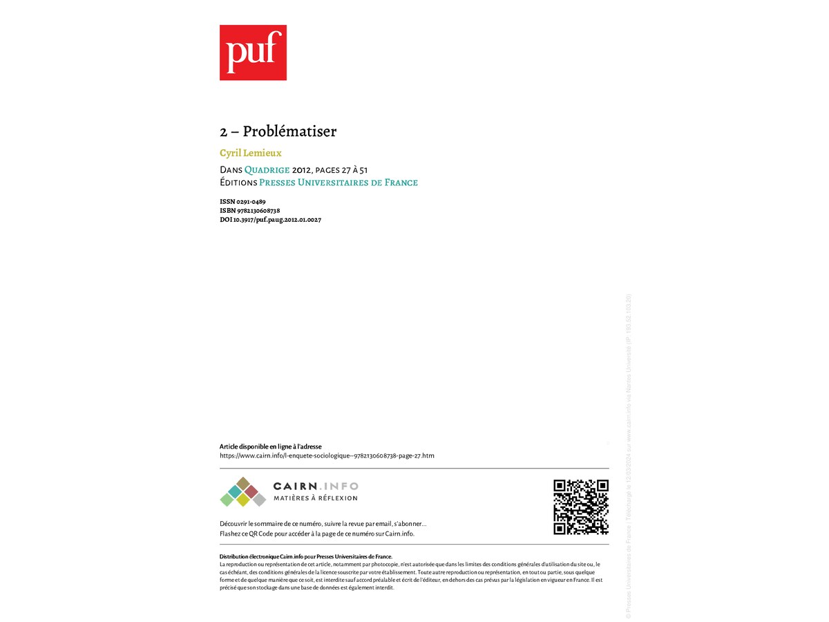 Problématiser